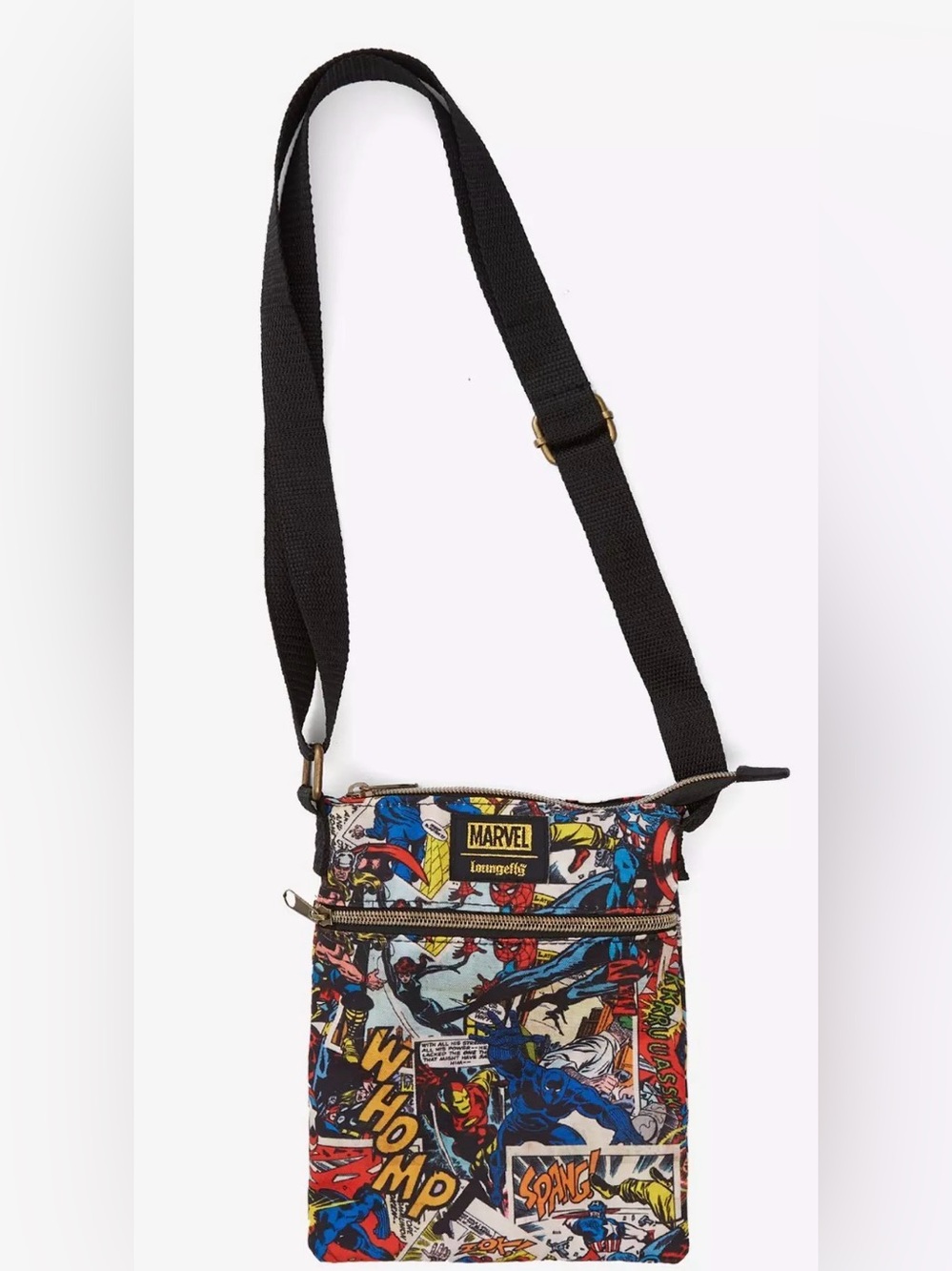 Loungefly Marvel Comic-Print Black Strap Crossbody Bag